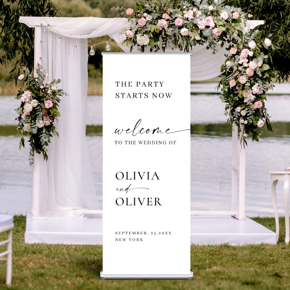 Discover Elegant Minimalist Simple Classy Wedding Welcome Retractable Banner