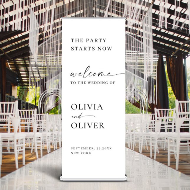 Elegant Minimalist Simple Classy Wedding Welcome Retractable Banner (Creator Uploaded)