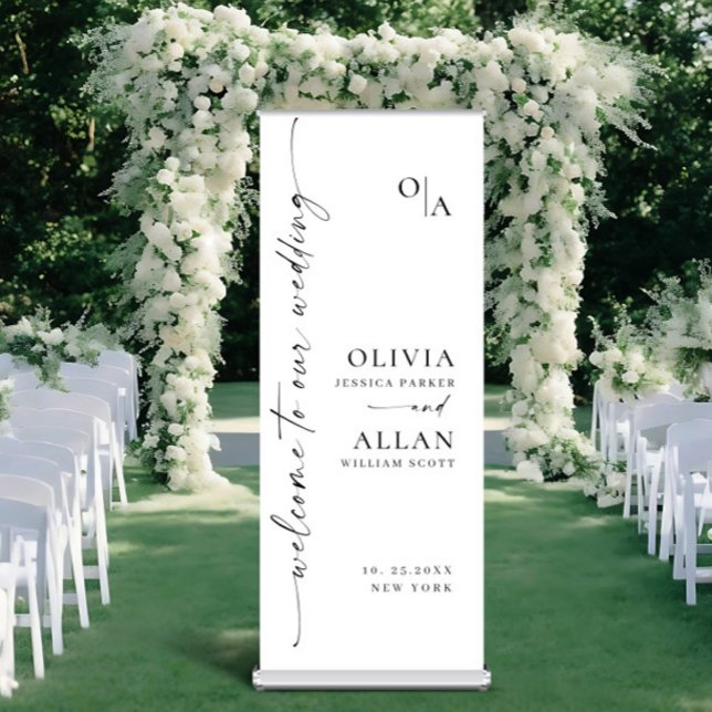 Elegant Minimalist Simple Classy Wedding Welcome Retractable Banner (Creator Uploaded)