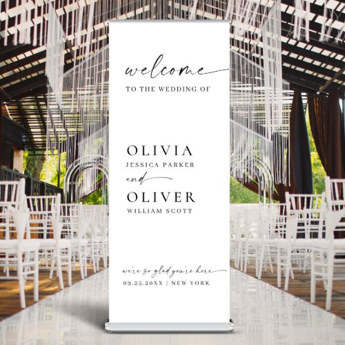 Elegant Minimalist Simple Classy Wedding Welcome Retractable Banner