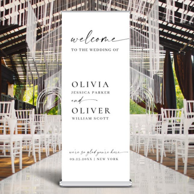 Elegant Minimalist Simple Classy Wedding Welcome Retractable Banner (Creator Uploaded)