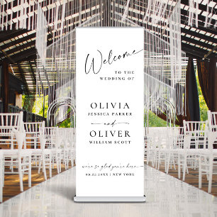 Elegant Minimalist Simple Classy Wedding Welcome Retractable Banner