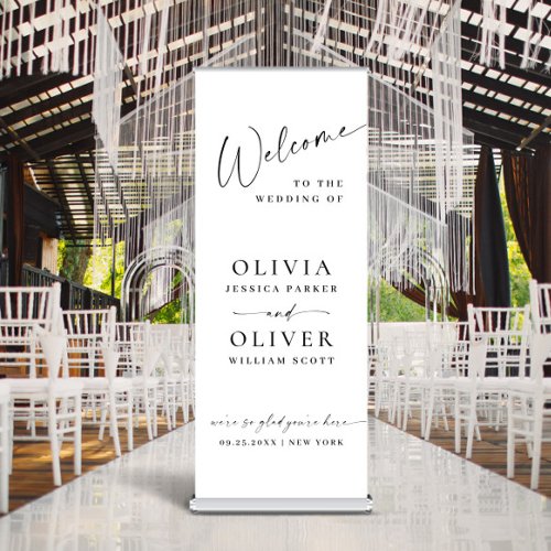 Elegant Minimalist Simple Classy Wedding Welcome Retractable Banner