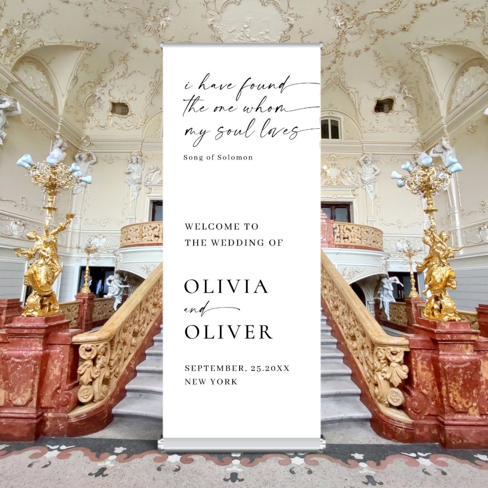 Discover Elegant Minimalist Simple Classy Wedding Welcome Retractable Banner