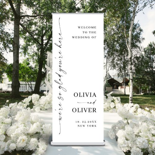 Elegant Minimalist Simple  Classy Wedding Welcome Retractable Banner