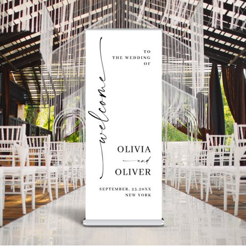 Elegant Minimalist Simple Classy Wedding Welcome Retractable Banner