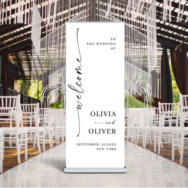 Elegant Minimalist Simple Classy Wedding Welcome Retractable Banner (Creator Uploaded)
