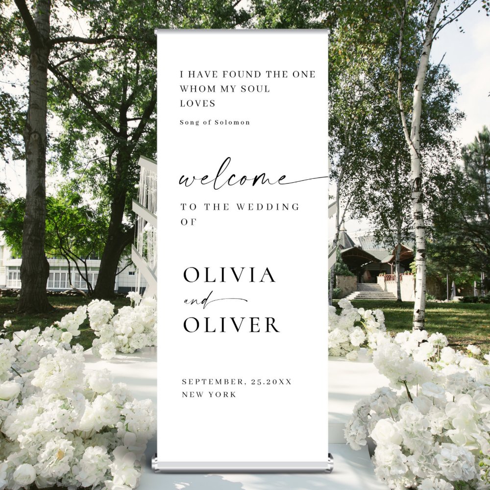 Discover Elegant Minimalist Simple Classy Wedding Welcome Retractable Banner