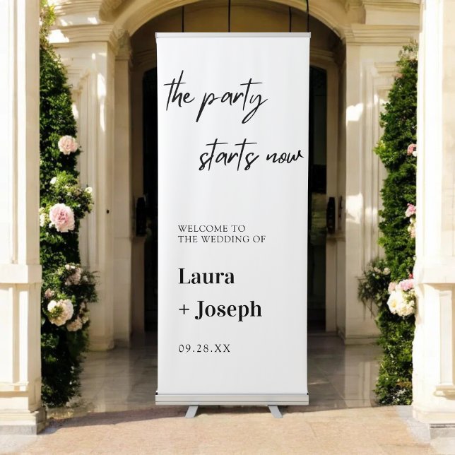 Elegant Minimalist Simple Classy Wedding Welcome Retractable Banner (Elegant minimalist wedding welcome banner creates a classy, warm first impression.)