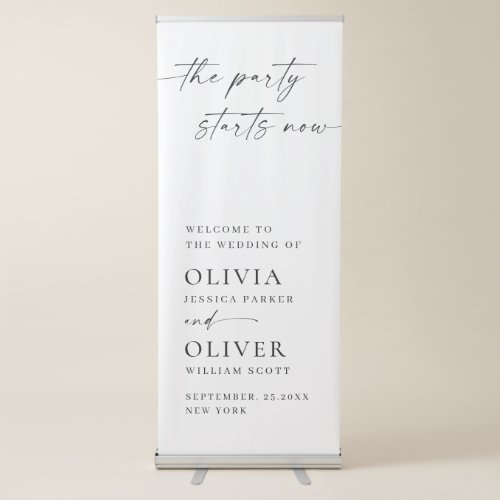 Elegant Minimalist Simple Classy Wedding Welcome Retractable Banner