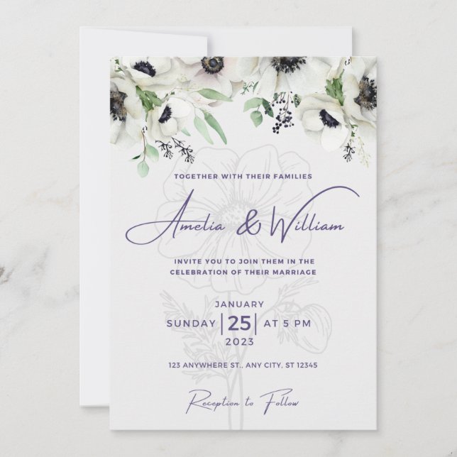 Elegant Minimalist,simple,elegant,classic,black Invitation (Front)
