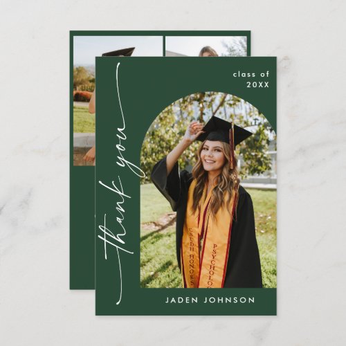 Elegant Minimalist Simple Graduation 4 Photo Thank You Card