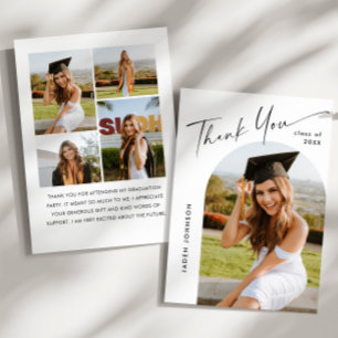 Elegant Minimalist Simple Graduation 5 Photo Thank You Card