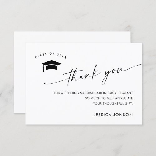 Elegant Minimalist Simple Graduation Thank You Card