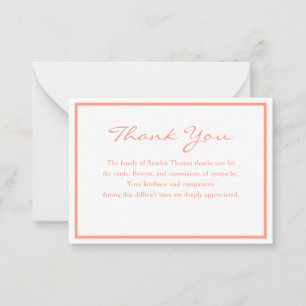 Elegant Minimalist Simple Memorial Thank You Note Card
