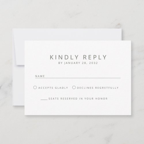 Elegant minimalist simple mix and match wedding RSVP card
