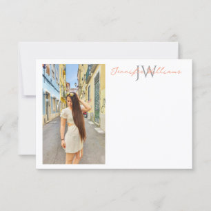 elegant minimalist simple modern photo monogram note card