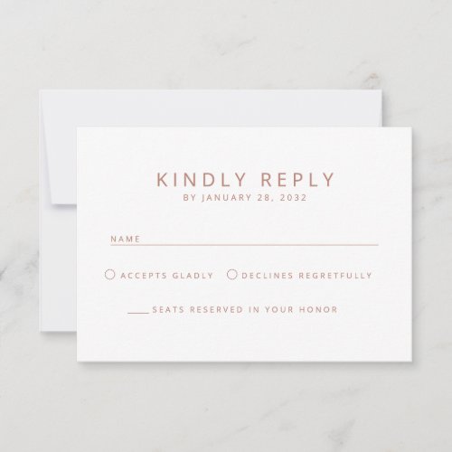 Elegant minimalist simple old rose wedding RSVP card