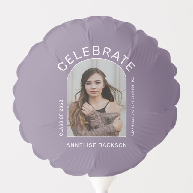 Elegant minimalist simple photo graduation party  balloon (Front)