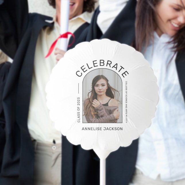Elegant minimalist simple photo graduation party balloon (Creator Uploaded)