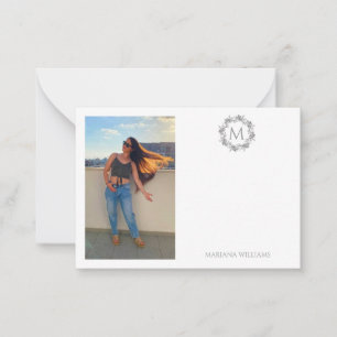 elegant minimalist simple photo monogram botanical note card