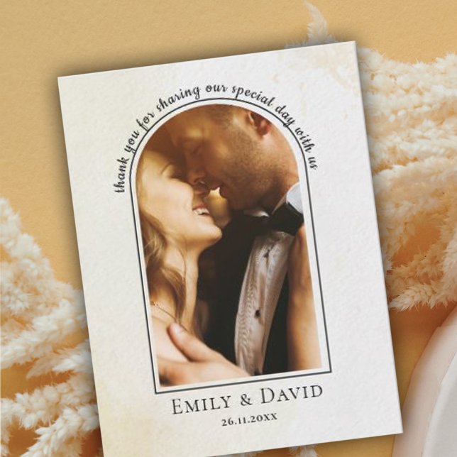 Elegant Minimalist Simple Photo Wedding Thank You Postcard (Creator Uploaded)