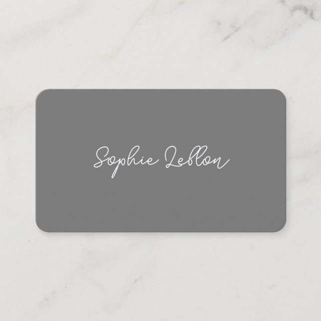 Elegant & Minimalist Simple Plain Gray  Business Card (Front)