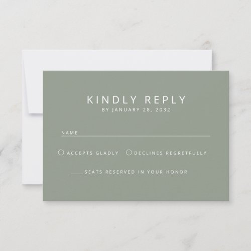 Elegant minimalist simple slate grey wedding RSVP card