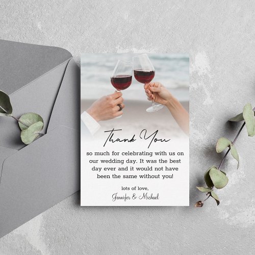 elegant minimalist simple thank youwedding photo note card