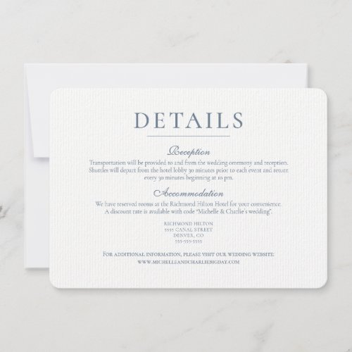 Elegant Minimalist Simple Wedding Details Invitati Invitation