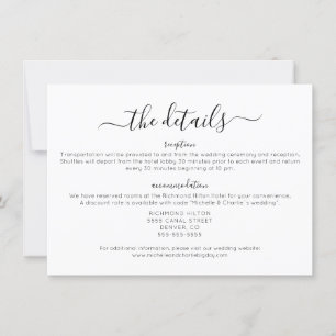 Elegant Minimalist Simple Wedding Details Invitation