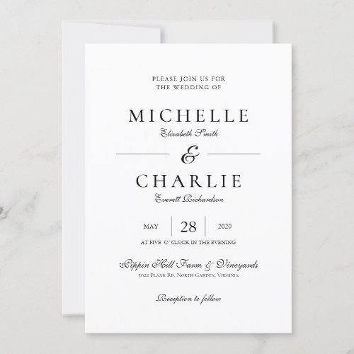 Elegant Minimalist Simple Wedding Invitation