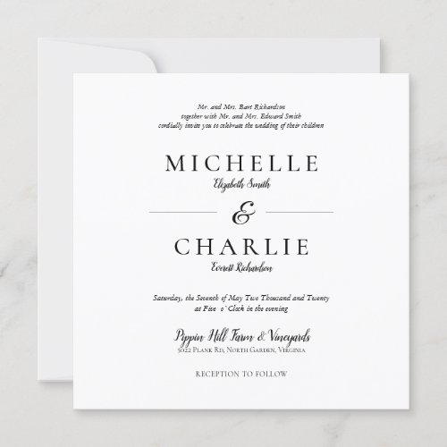 Elegant Minimalist Simple Wedding Invitation