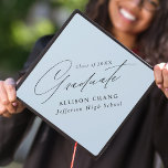Elegant Minimalist Sky Blue Graduation Cap Topper<br><div class="desc">Elegant graduation cap topper featuring "Graduate" displayed in a beautiful black calligraphy script with a light blue background. Personalize the graduation cap topper with the graduate's name,  school name,  and graduation year.</div>