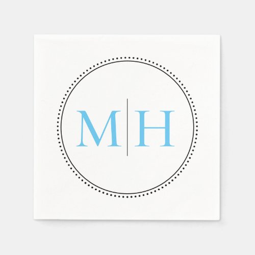 Elegant Minimalist Sky Blue Monogram Wedding Napkins