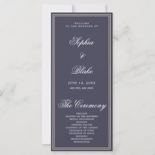 Elegant Minimalist Slate Gray Wedding Program