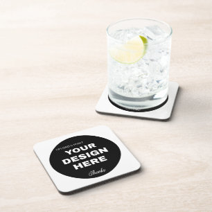 Elegant, Minimalist & Sleek Black QR Code Logo Beverage Coaster