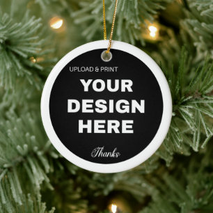 Elegant, Minimalist & Sleek Black QR Code Logo Ceramic Ornament