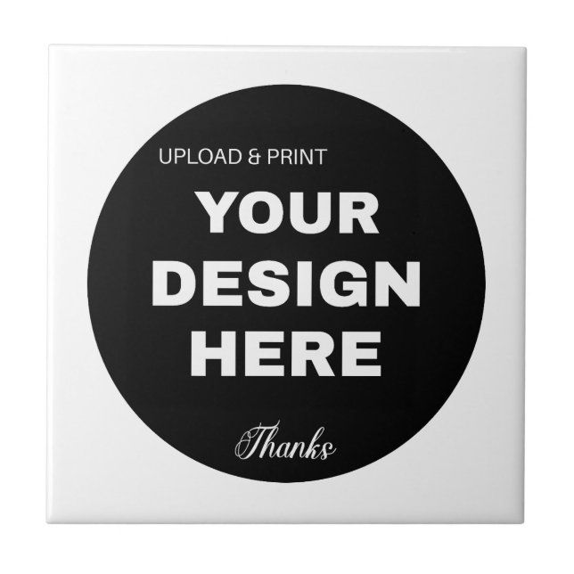 Elegant, Minimalist & Sleek Black QR Code Logo  Ceramic Tile (Front)