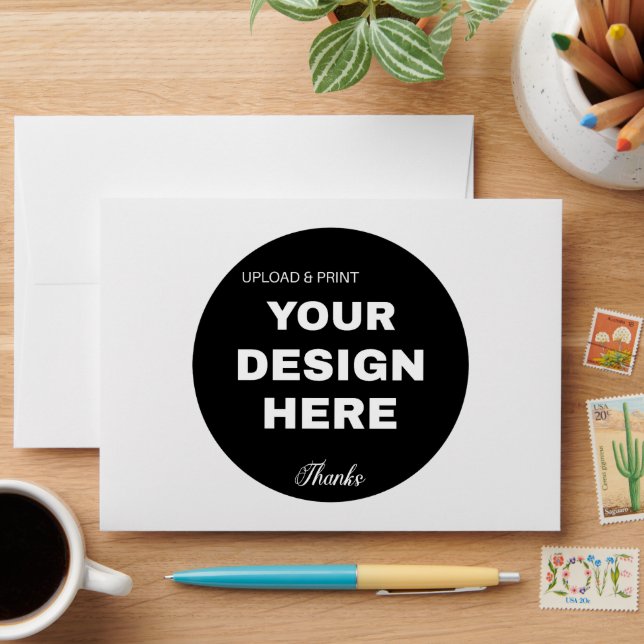 Elegant, Minimalist & Sleek Black QR Code Logo  Envelope (Desk)