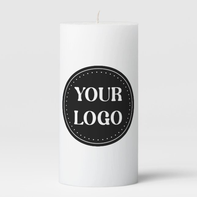 Elegant, Minimalist & Sleek Black QR Code Logo  Pillar Candle (Front)