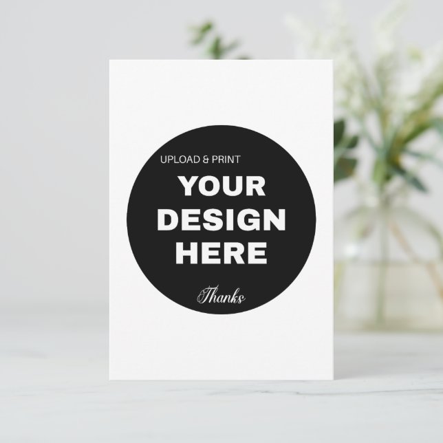 Elegant, Minimalist & Sleek Black QR Code Logo  Thank You Card (Standing Front)