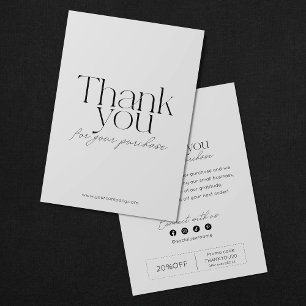 Elegant Minimalist Small Business Coupon Thank You Card