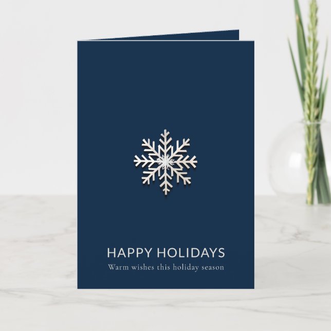 Elegant Minimalist Snowflake Holiday Card (Front)