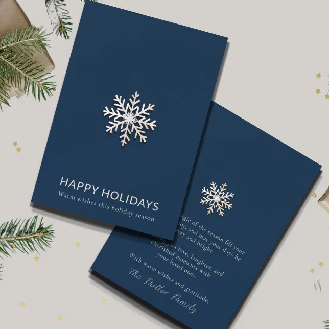 Elegant Minimalist Snowflake Holiday Card | Zazzle