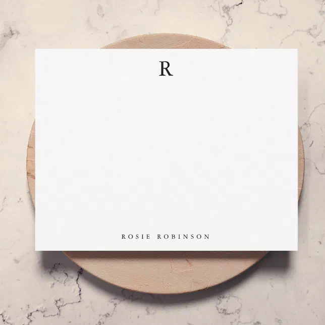 Elegant Minimalist Sophisticated Classic Monogram Note Card | Zazzle
