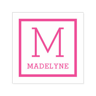 Elegant Minimalist Square Border Monogram Name Self-inking Stamp