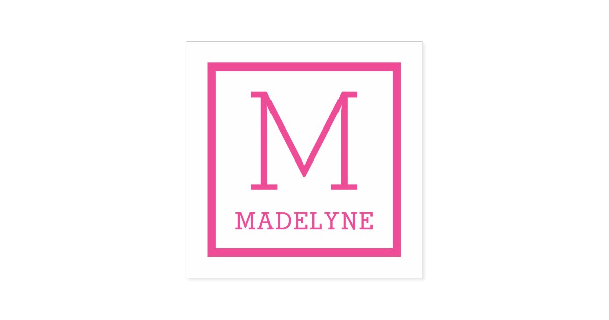 Square Name Monogram Elegant Minimalist Square Border Monogram Name Self-inking Stamp | Zazzle