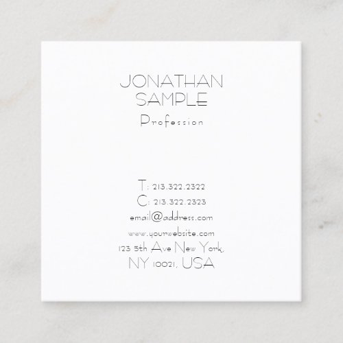 Elegant Minimalist Square Modern Luxury Plain Square Business Card