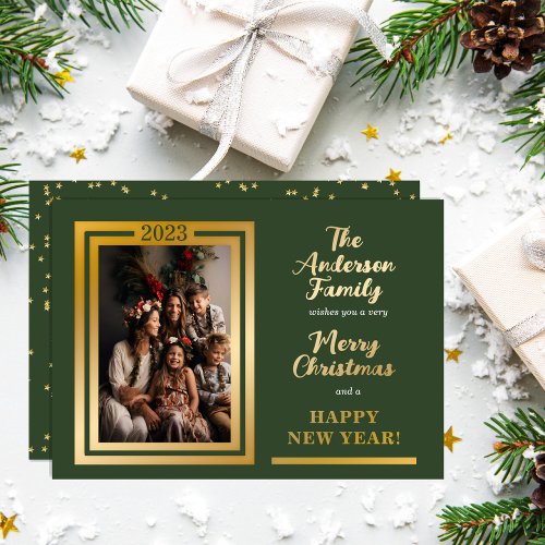 Elegant Minimalist  Stars  Merry Christmas Photo Holiday Card